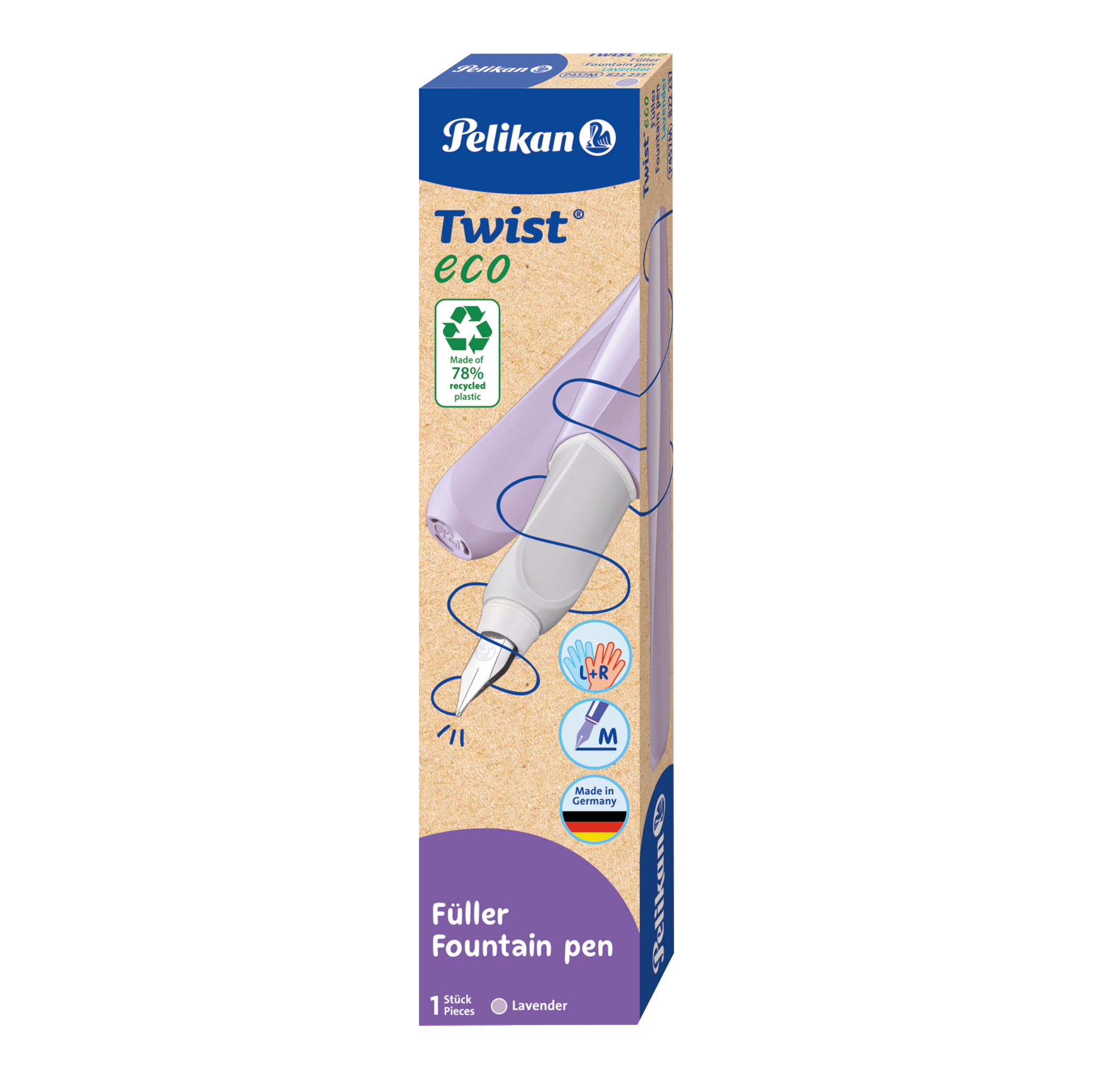 Füllhalter (Patronenfüllsystem) Pelikan Twist® eco Füller für Rechts- und Linkshänder, lavender, Feder M