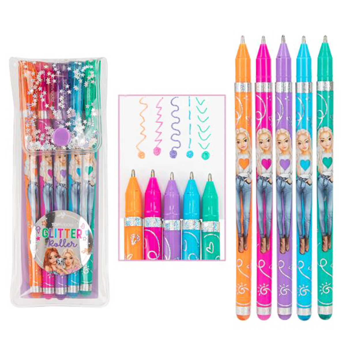 TOPModel Glitter Gel Roller, 5 Glitterpens im Set, Depesche