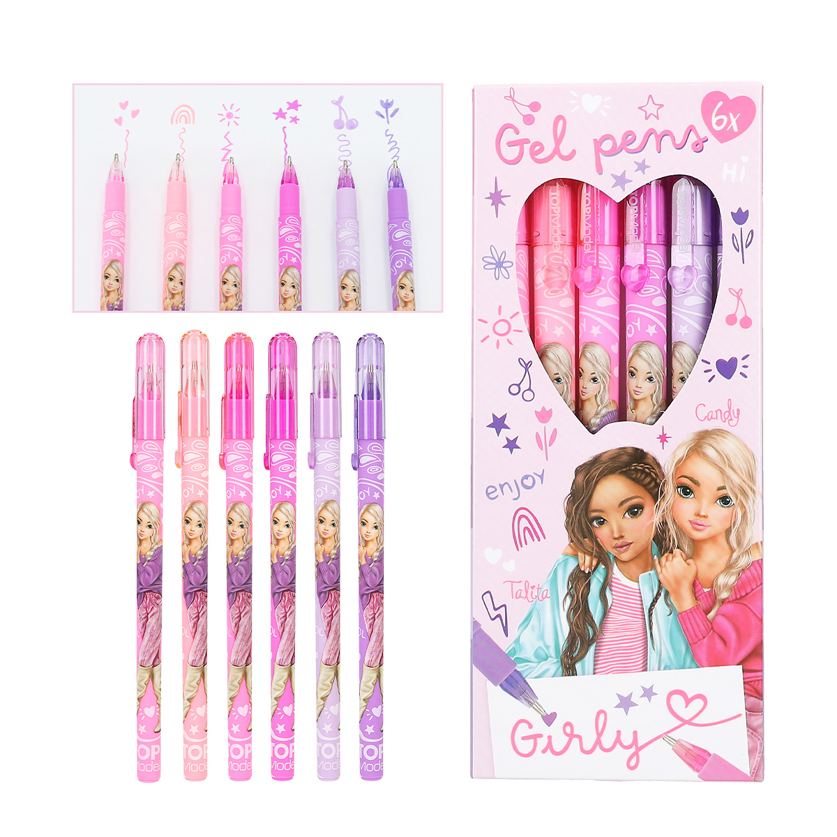 TOPModel Girly Gelstifte-Set, 6 verschiedene Gelstifte in der trendigen Papierverpackung, Depesche