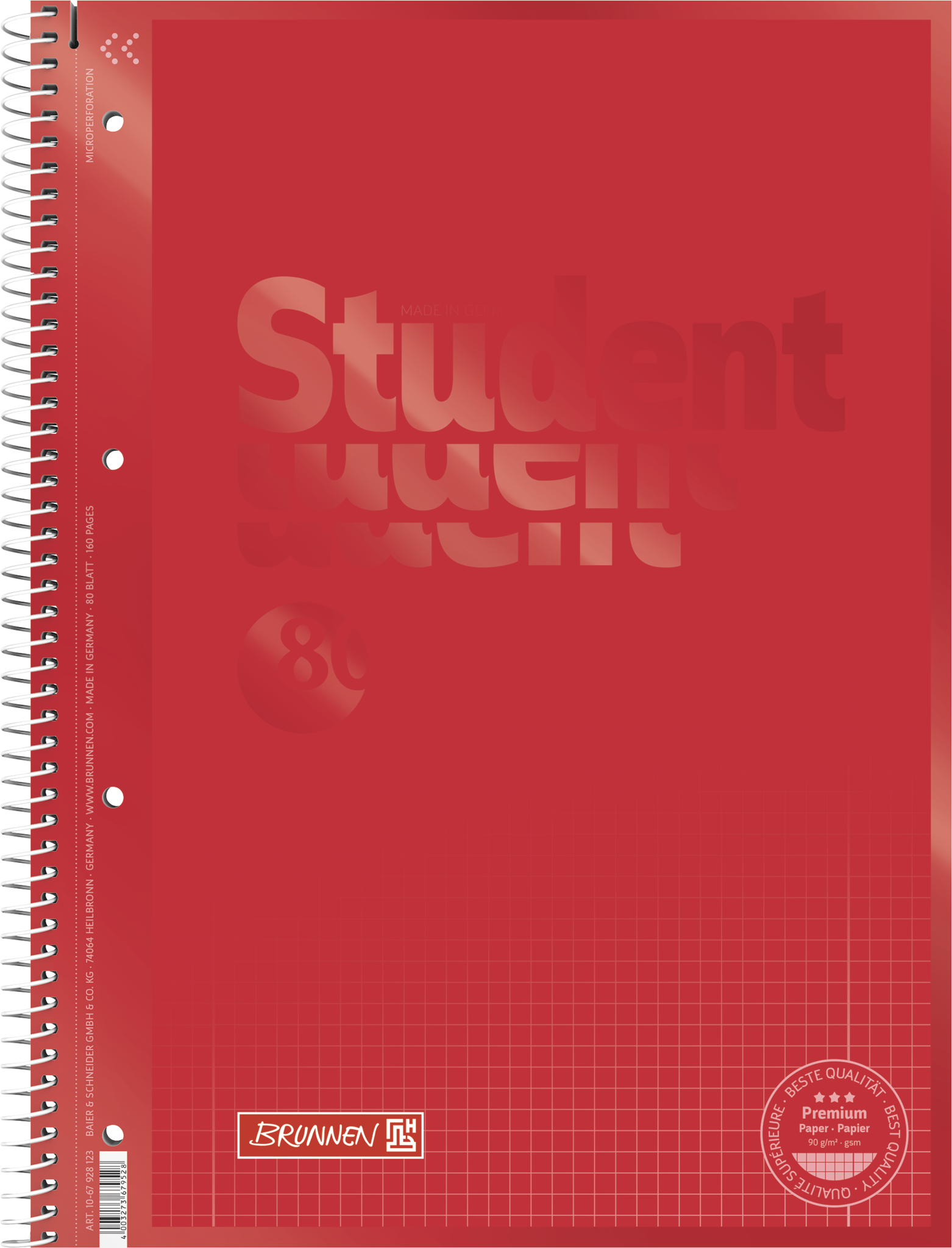 Collegeblock A4 red, Lin. 27 BRUNNEN