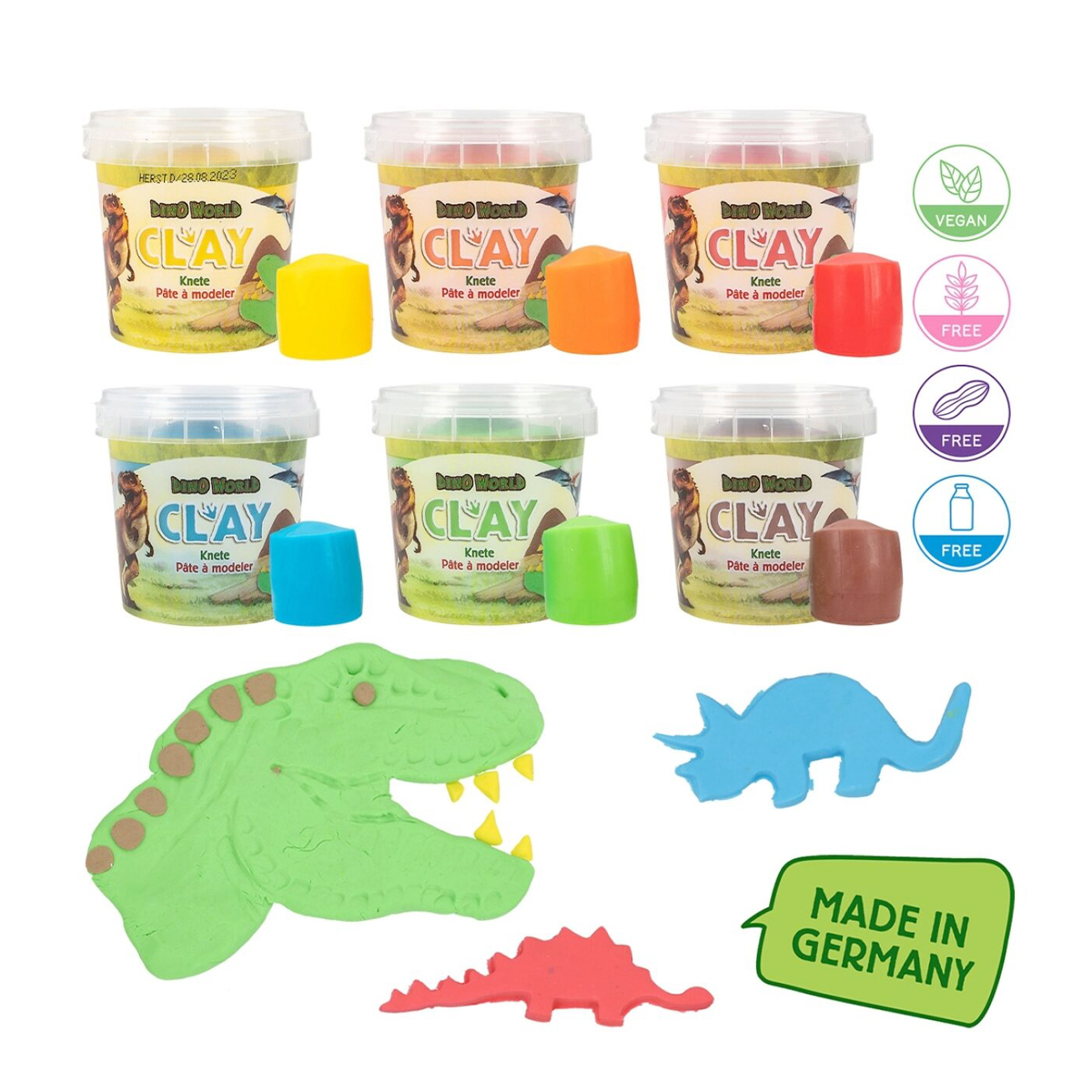 Dino World Knete, natürliche weiche Knete in 6 versch. Farben, Depesche