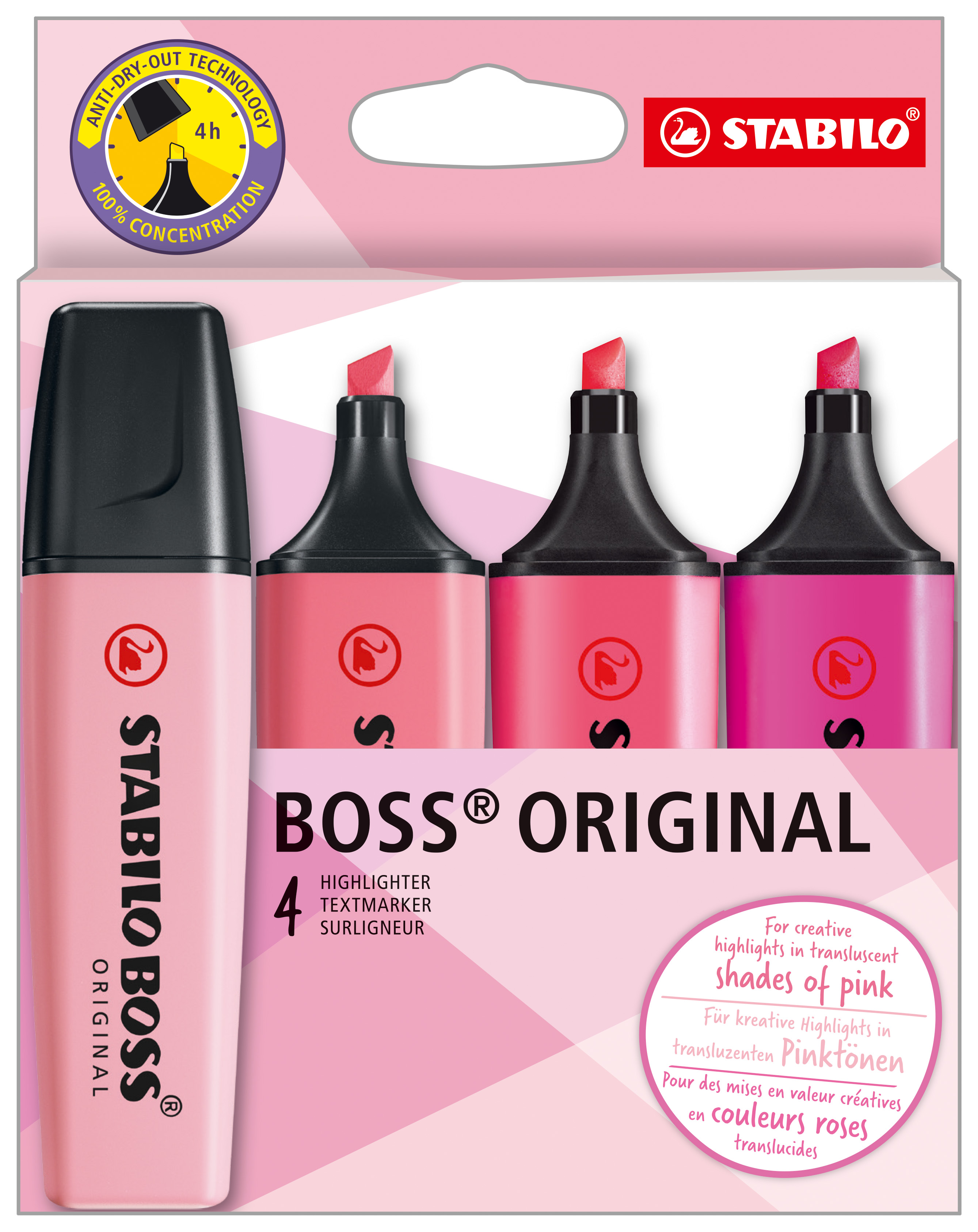 Textmarker STABILO® BOSS® ORIGINAL Etui „Shades of Pink“