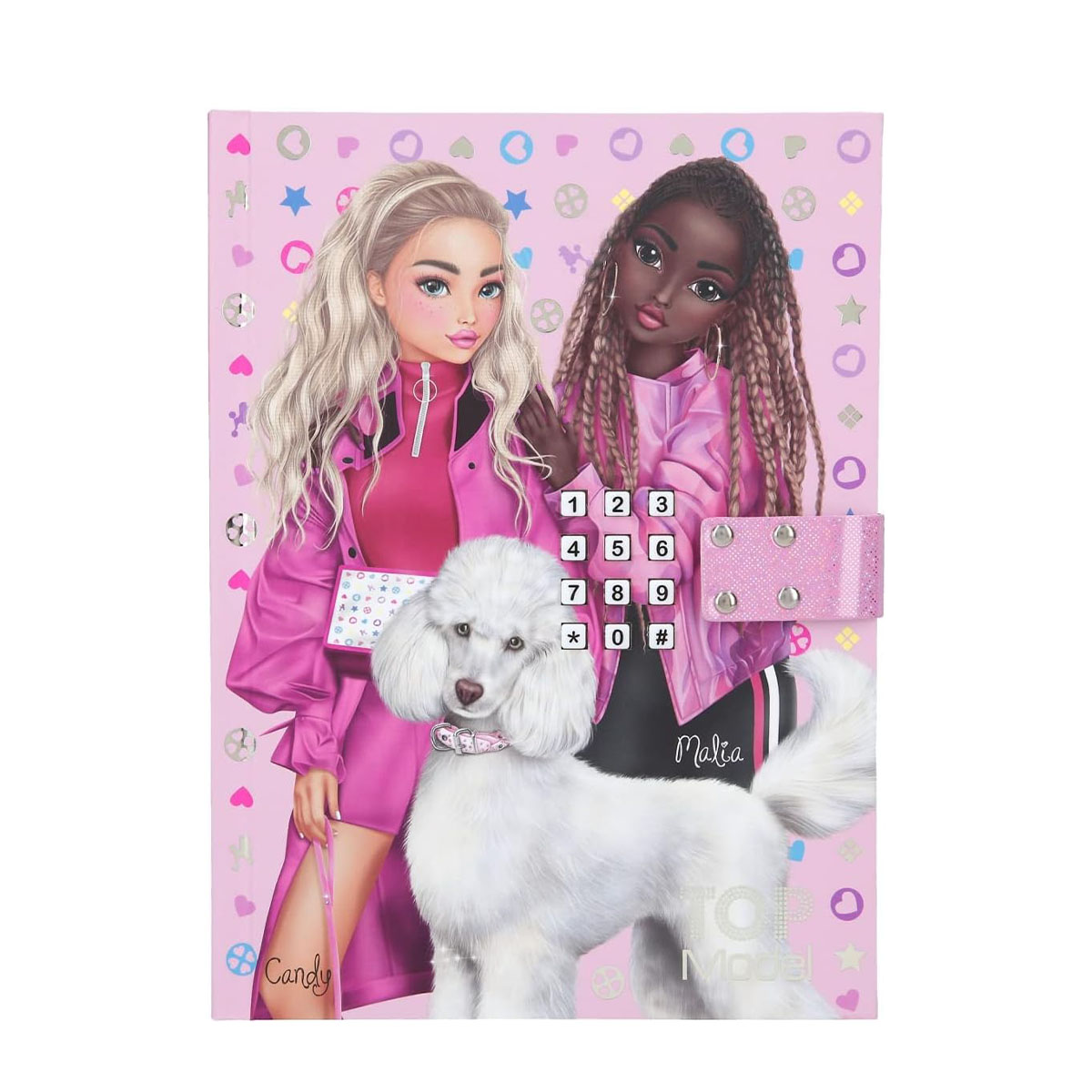 TOPModel geheimes Tagebuch Bling in Pink mit Code und Sound, Candy und Malia mit Pudel, Depesche