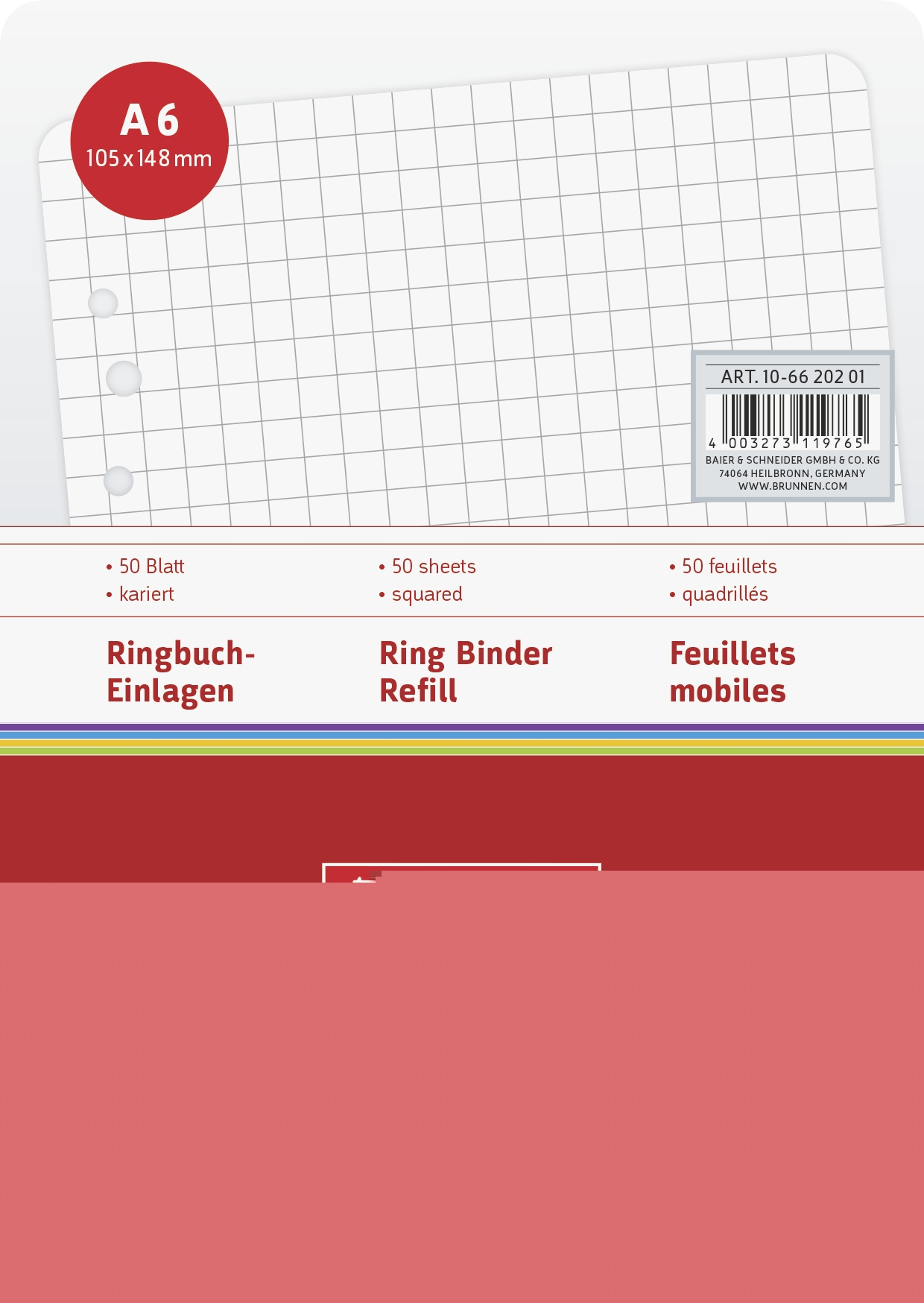 Brunnen Ringbucheinlage A6 kariert 50Bl