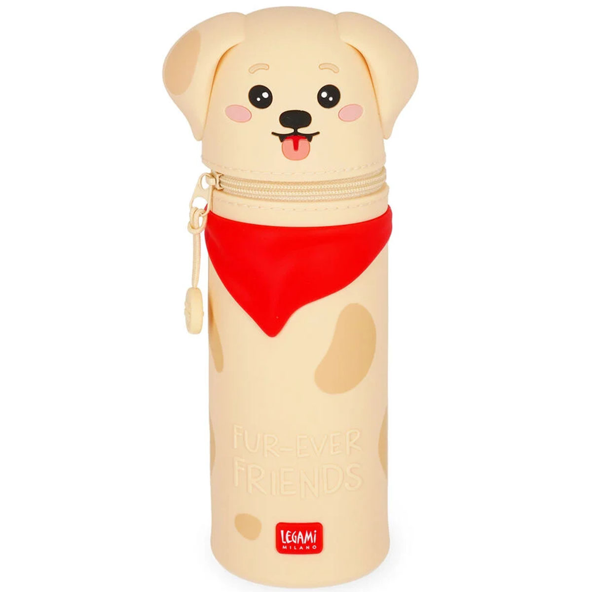 Legami 2-in-1-Federmäppchen aus weichem Silikon, Kawaii, Hündchen Golden