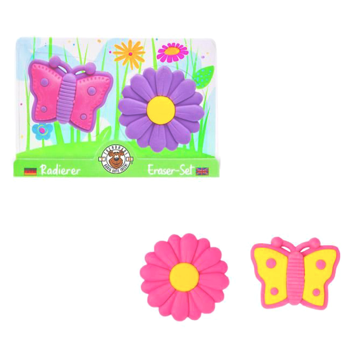 Blumen- und Schmetterling-Radierer, Radierer-Set Blume & Schmetterling, Trendhaus