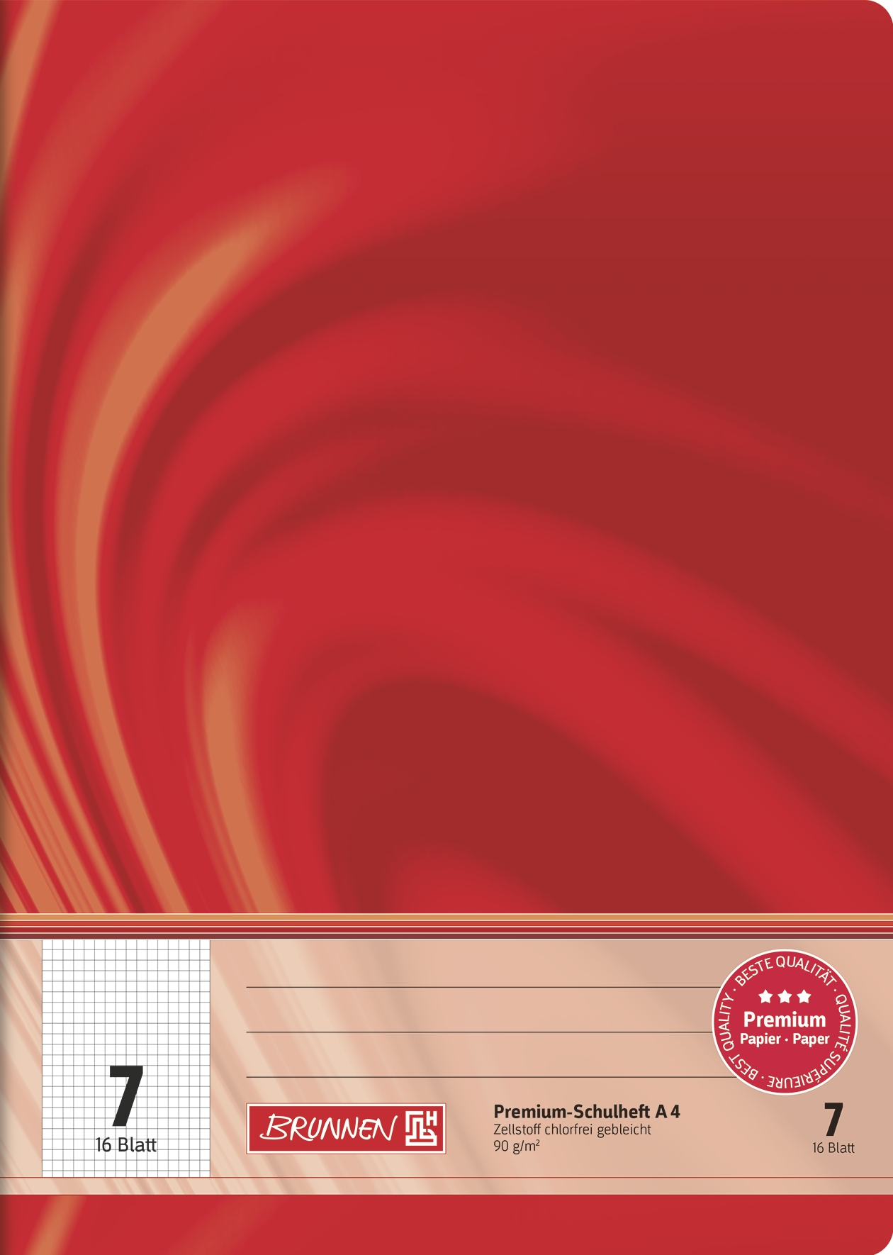 Schulheft Premium Vivendi A4 Lineatur 7 | 16 Blatt, rot