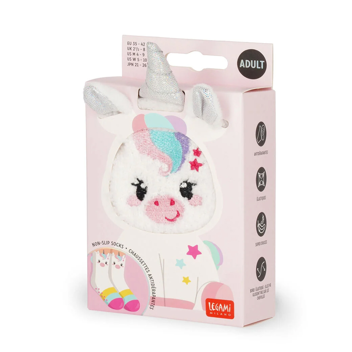 Legami Anti-Rutsch-Socken Einhorn, kuschelige Socken für Erwachsene Unicorn It’s a Match!
