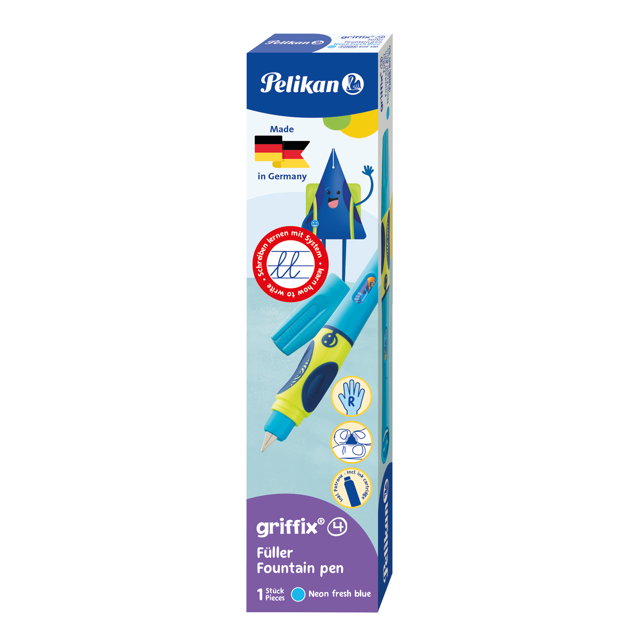 Pelikan griffix® Füller für Rechtshänder, Neon Fresh Blue
