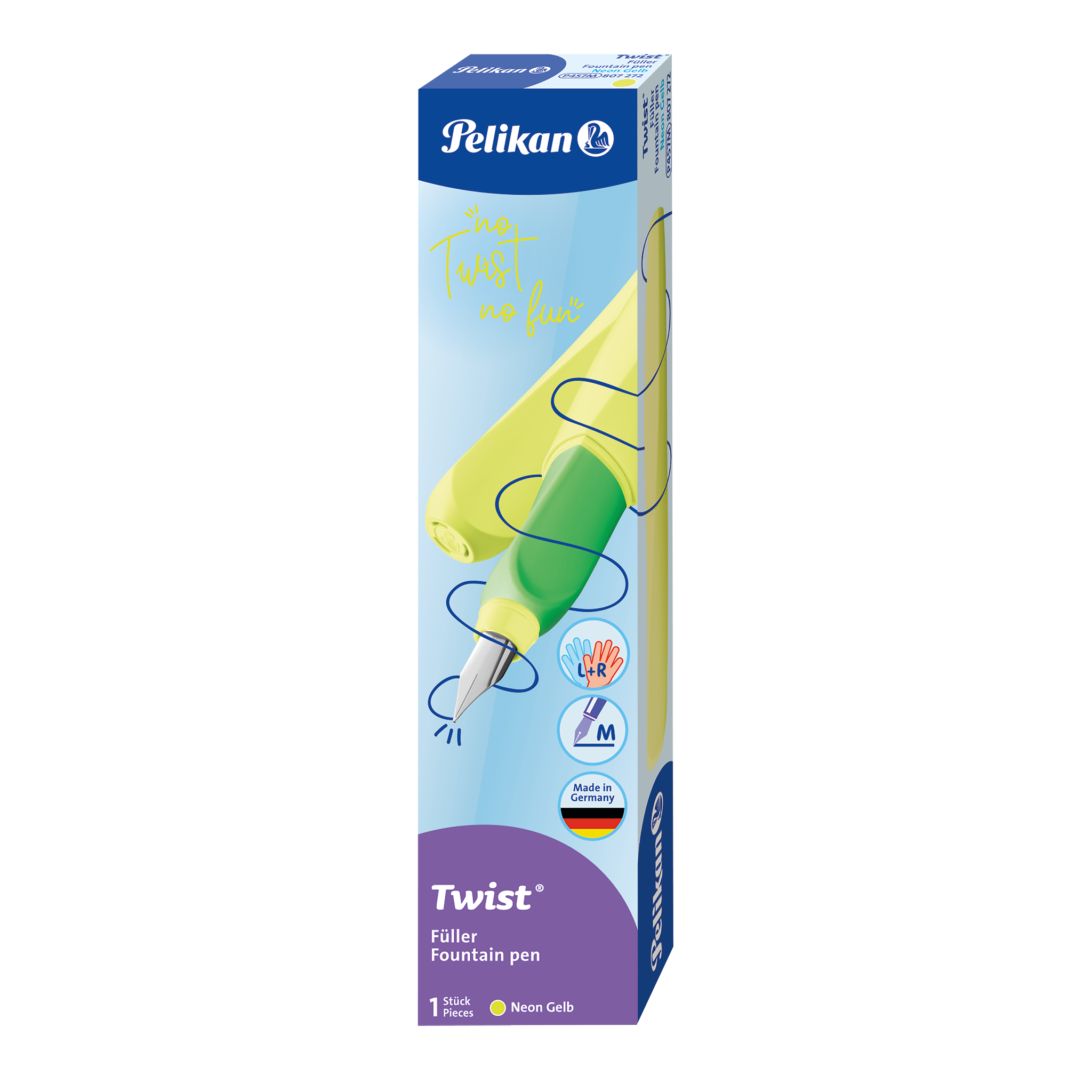 Pelikan Twist® Füller für Rechts- und Linkshänder, Neon Gelb, Feder M