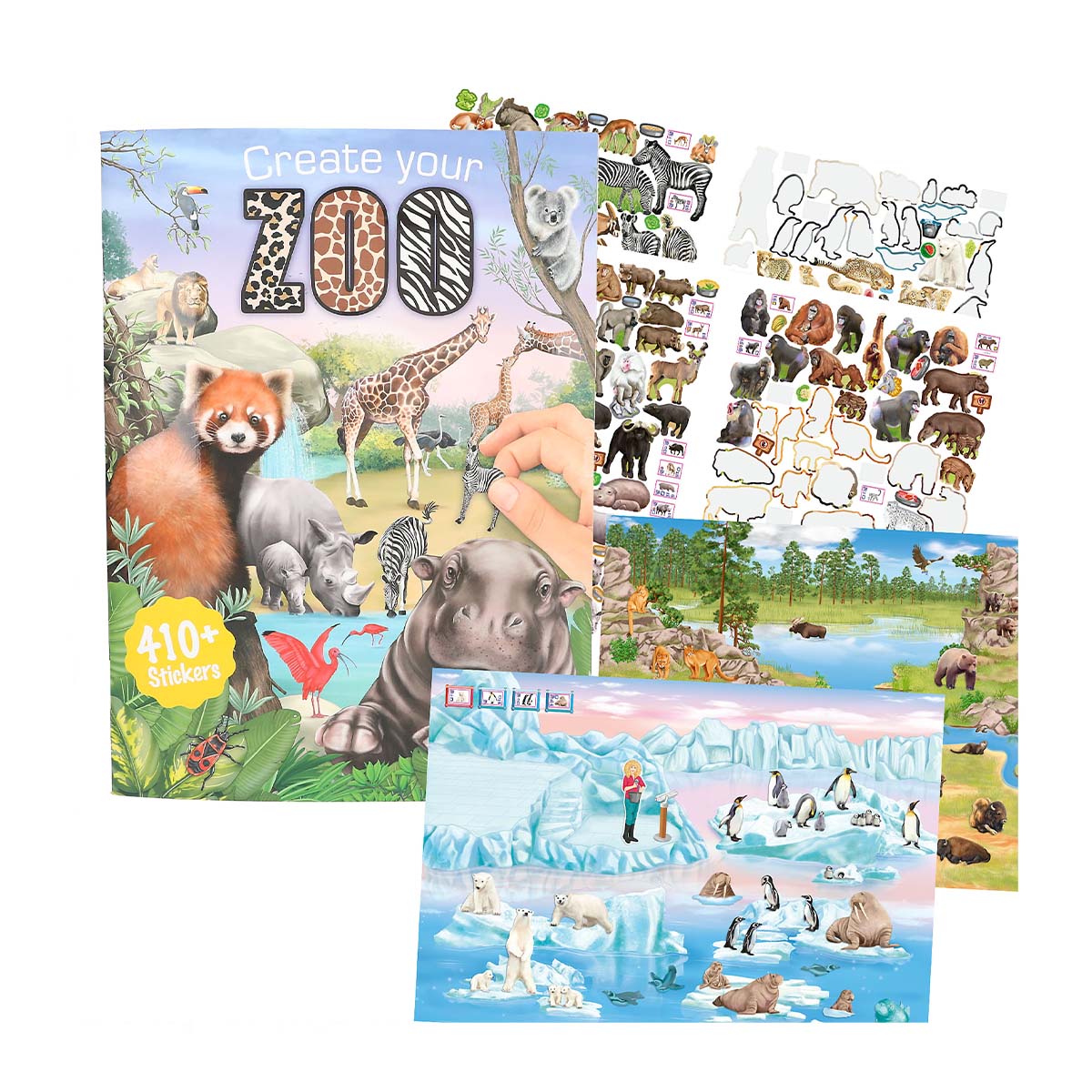 Mal- und Stickerbuch Zoo, Create your Zoo, Malbuch mit 410 Sticker, Depesche