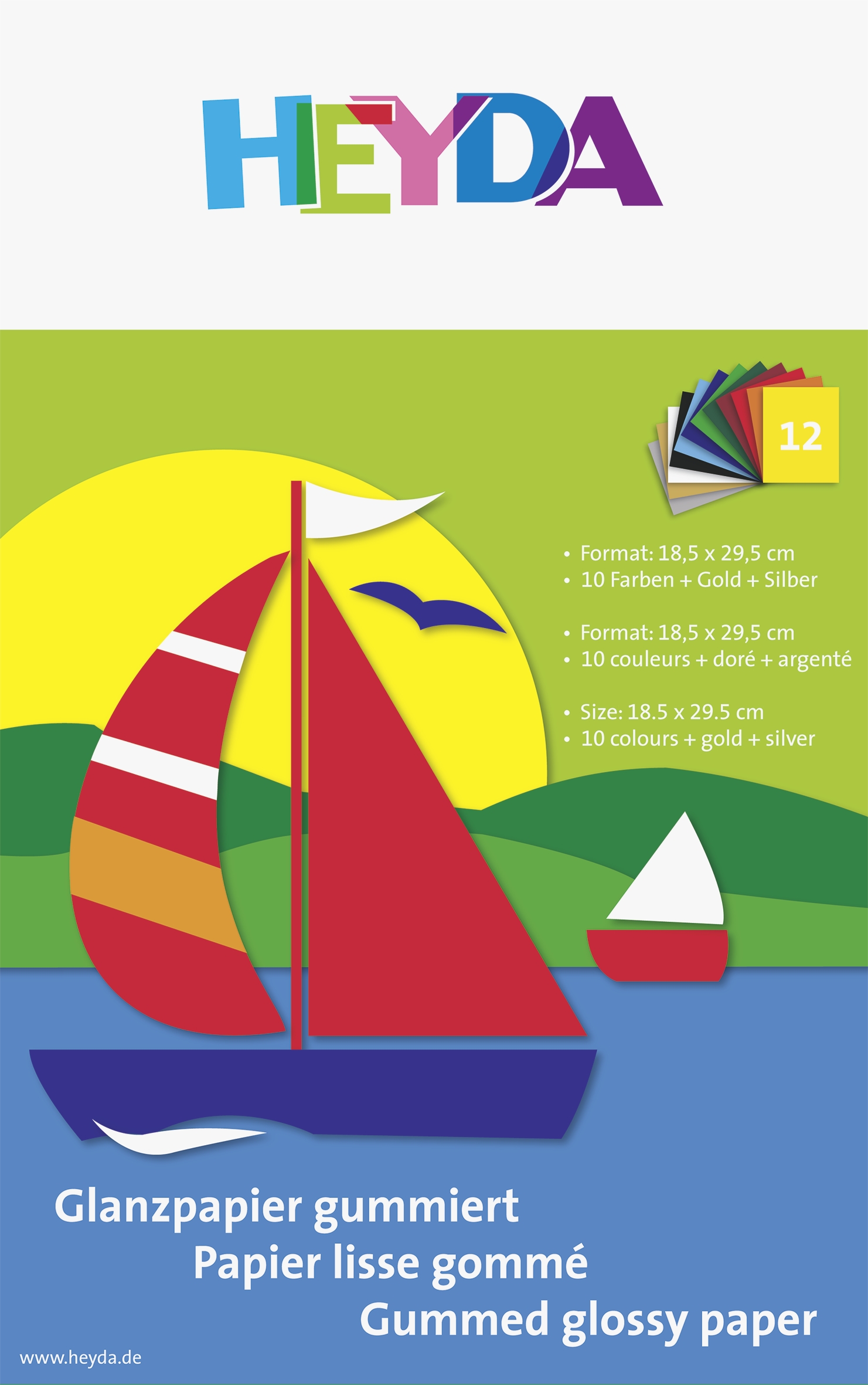 bs_204875306_v_1 Glanzpapier/ Buntpapier, A4,  80g sort, Bastelmappe Heyda