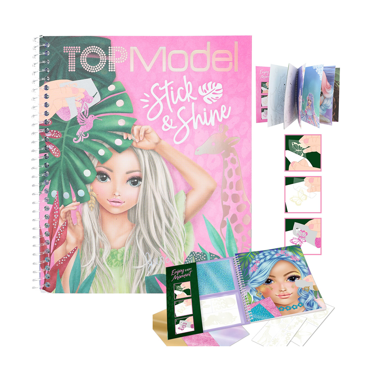 TOPModel Malbuch Stick & Shine mit Tattoo Sticker und Glitzer Folien, Depesche