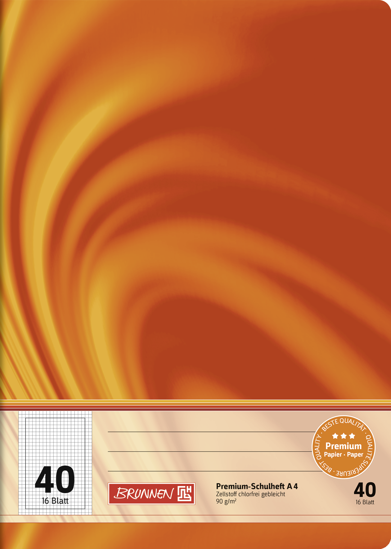 Schulheft Premium Vivendi A4 Lineatur 40 | 16 Blatt, orange