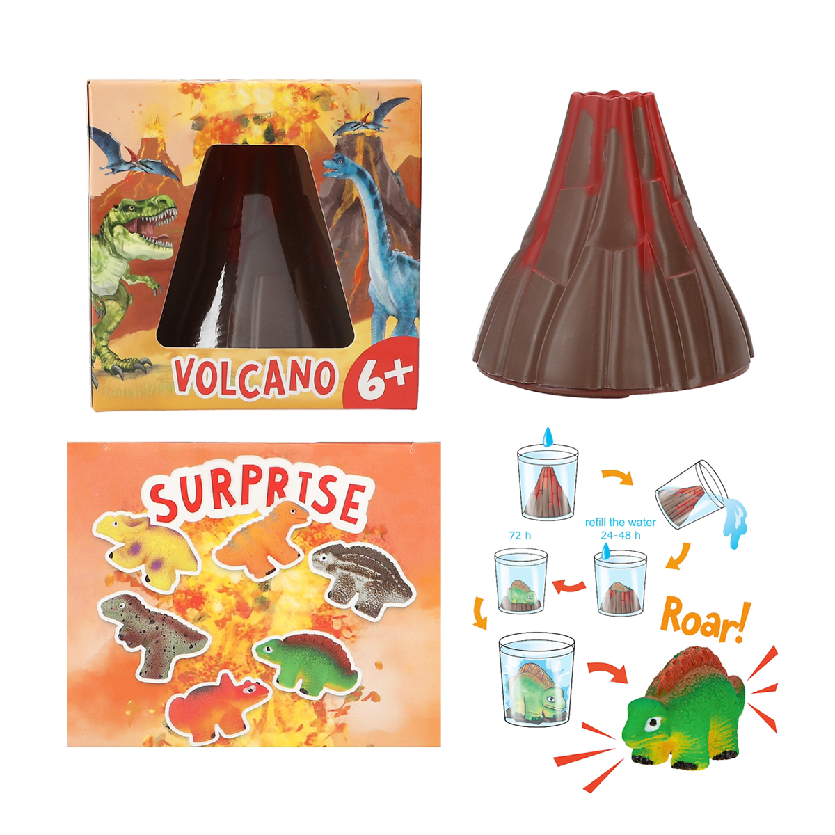 Dino World Vulkan mit Saurier im Inneren, Depesche