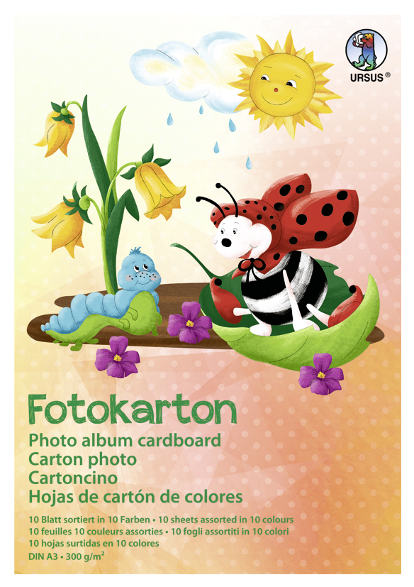Fotokarton, DIN A3, 300g/qm, 10 Blatt sortiert, Ursus