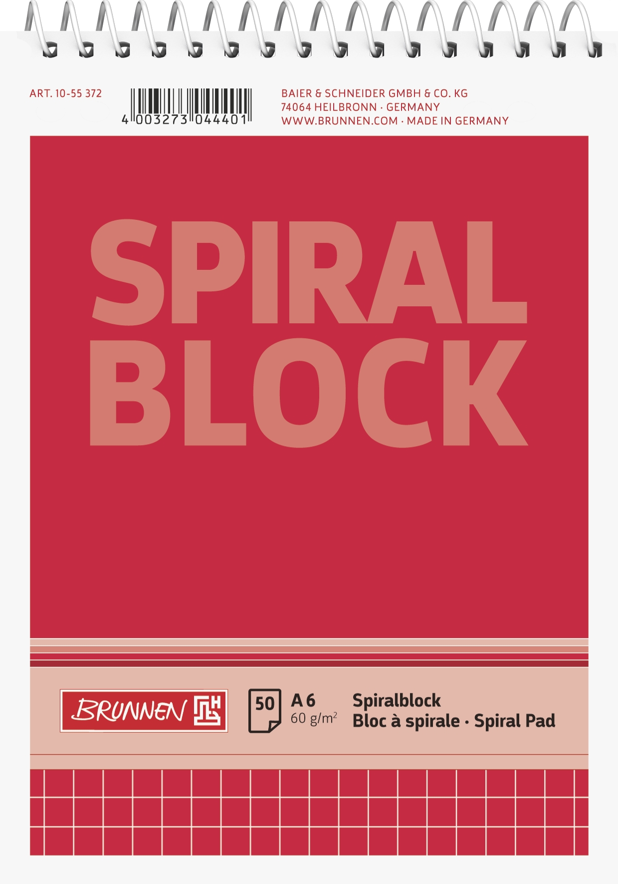 Spiralnotizblock A6 kar 50Bl BRUNNEN