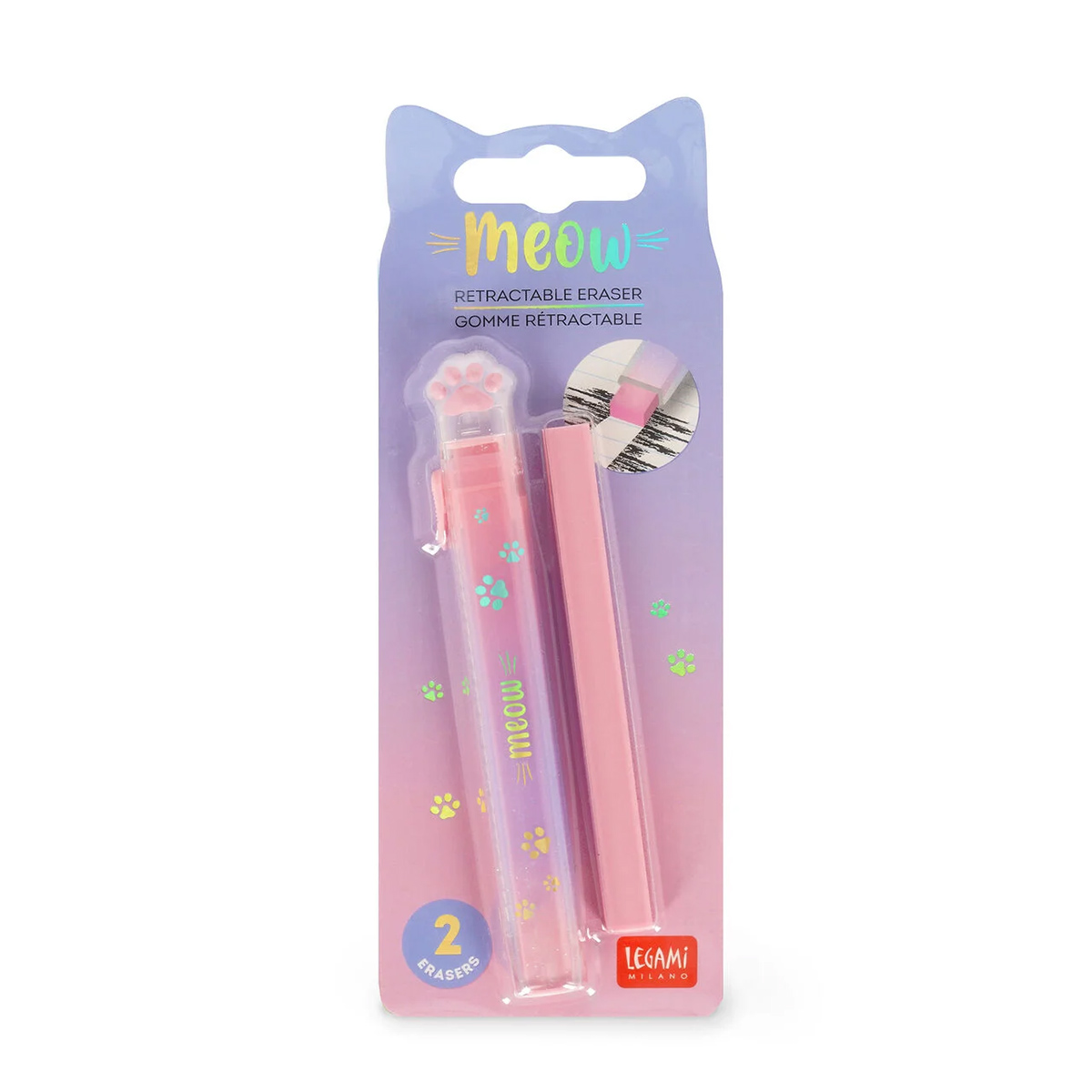 Legami Einschiebbarer Radiergummi Meow mit Nachfüllung 