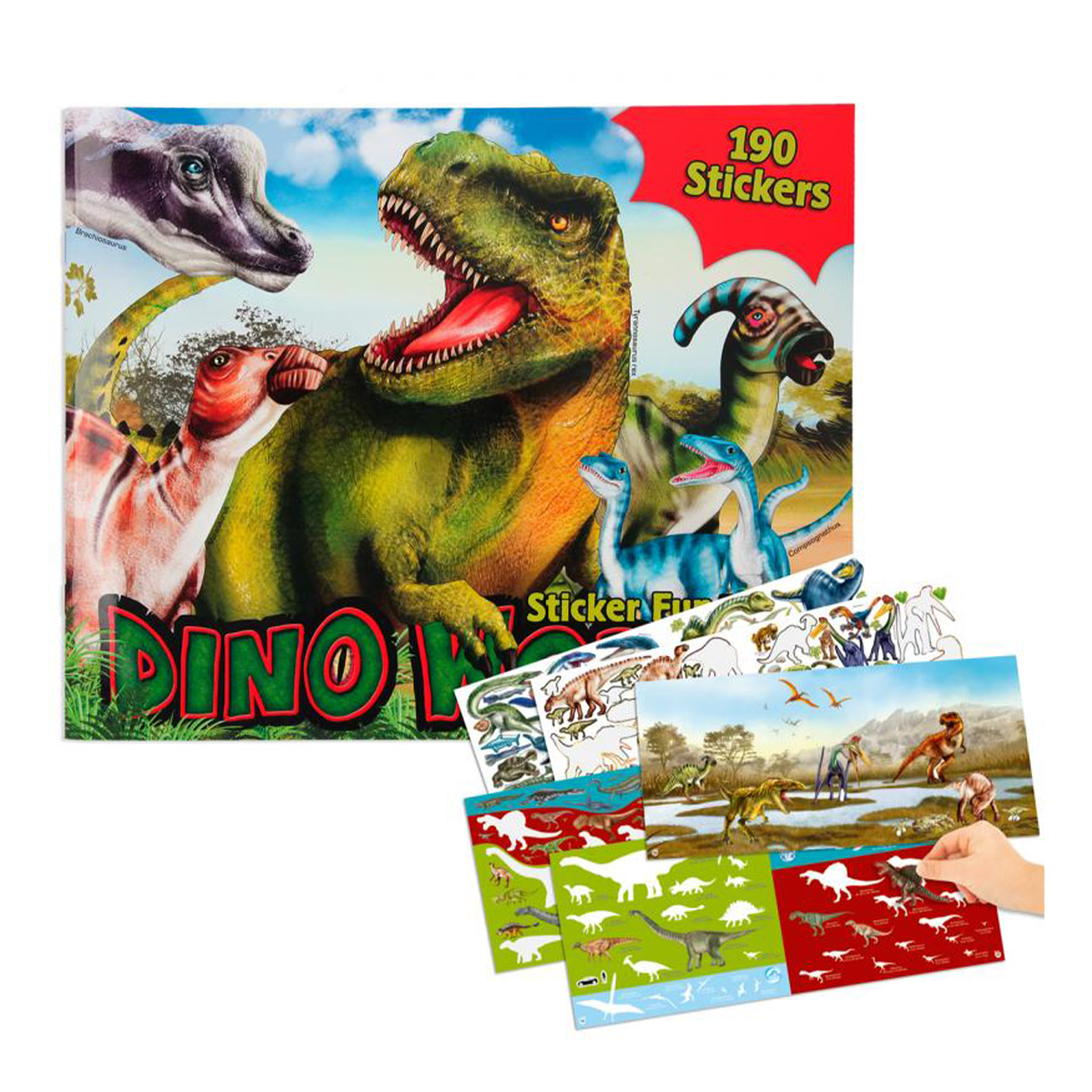 Dino World Sticker Fun, Mal- und Stickerbuch mit Dinosauriermotive, Depesche