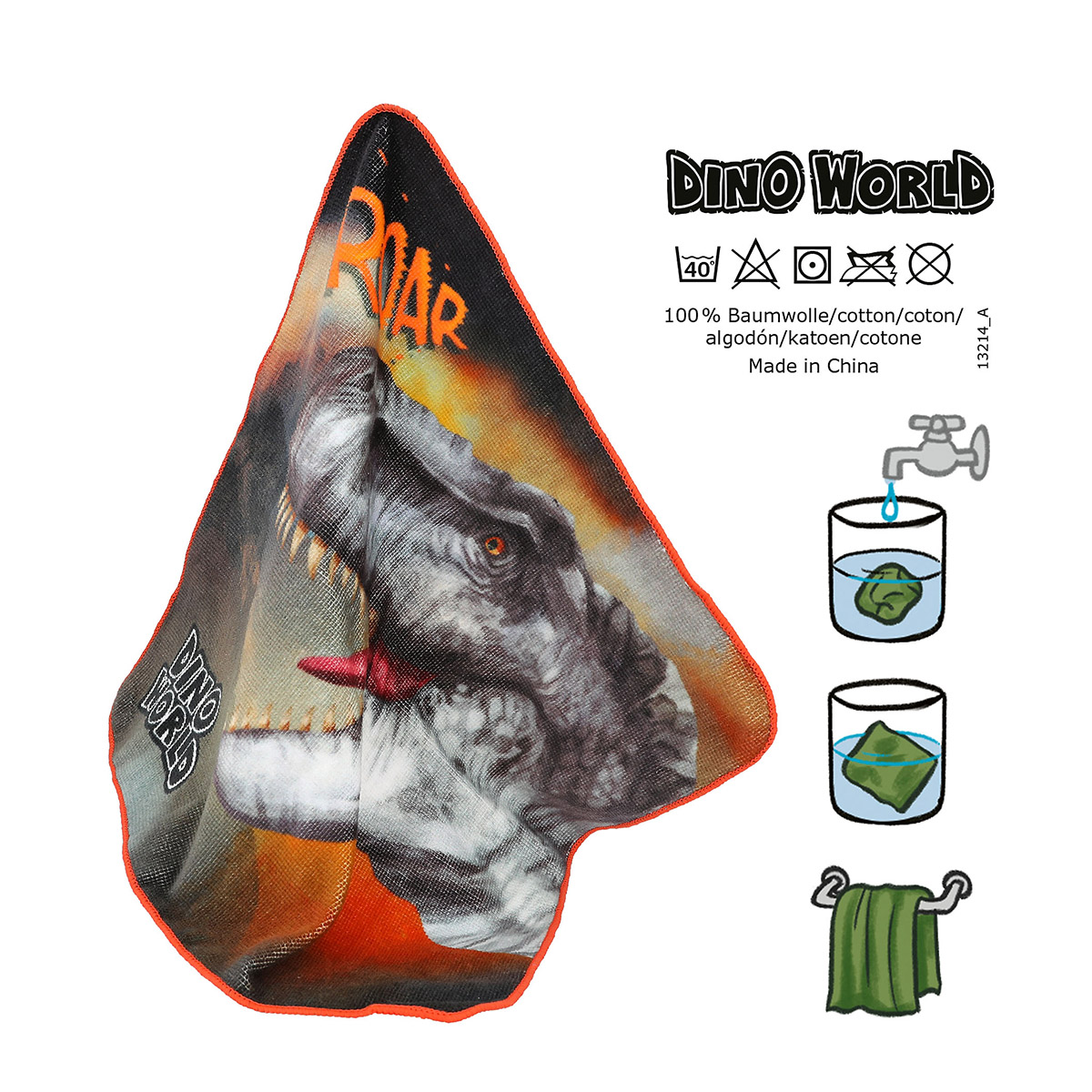 Dino World Magisches Handtuch orange oder grün, Depesche