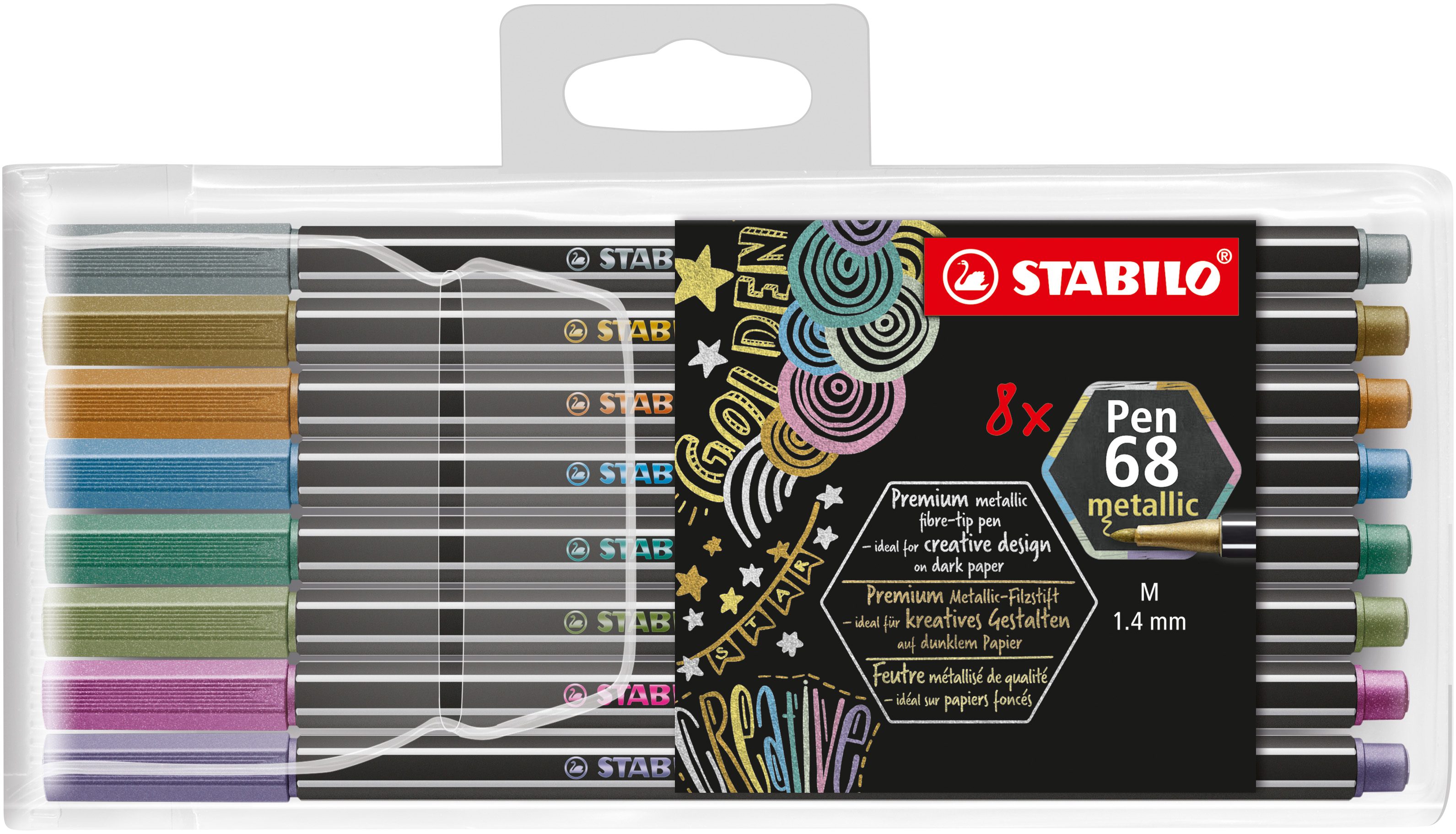 Fasermaler Pen 68 metallic Etui 8 Stück