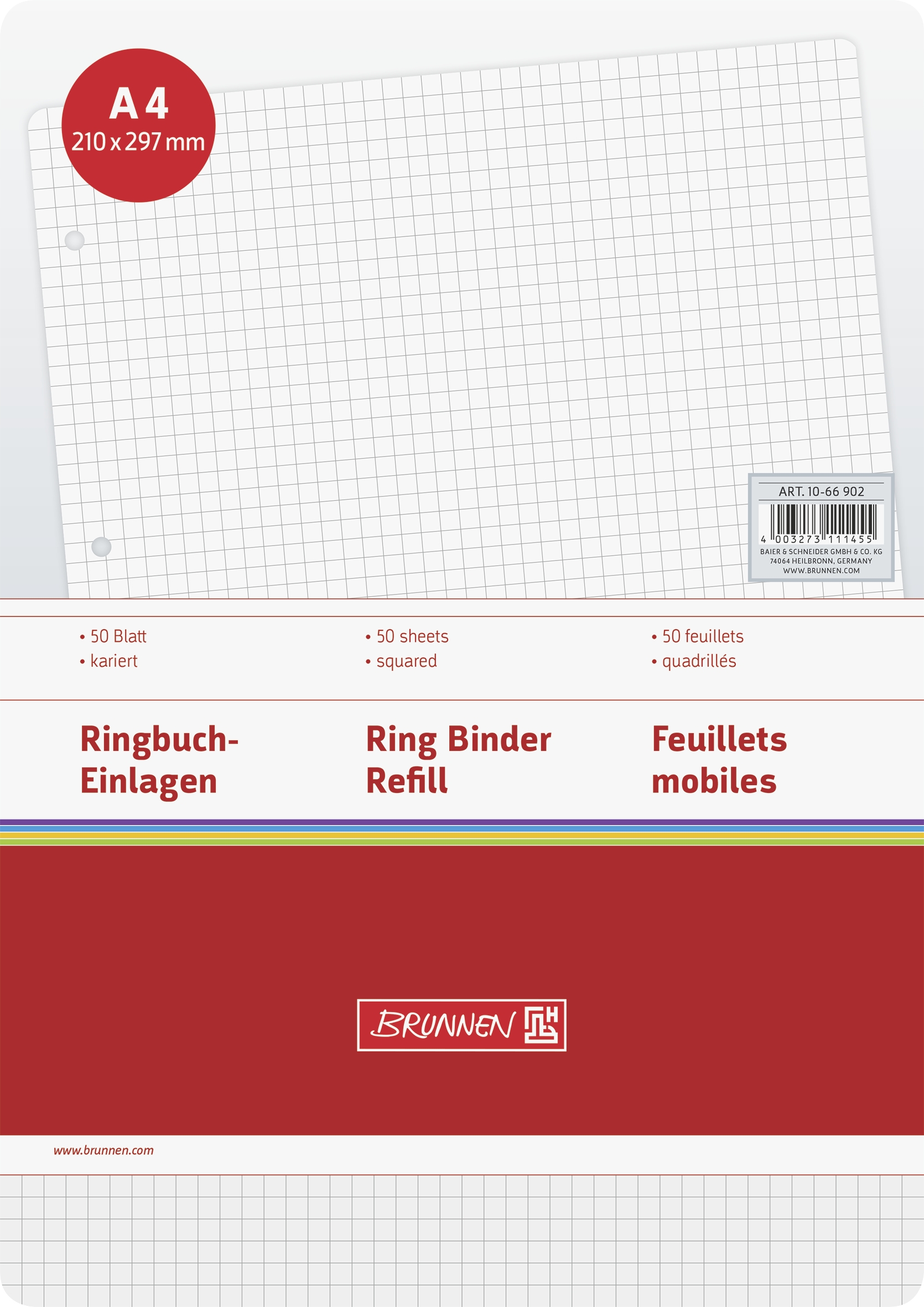 Brunnen Ringbucheinlage A4 kariert