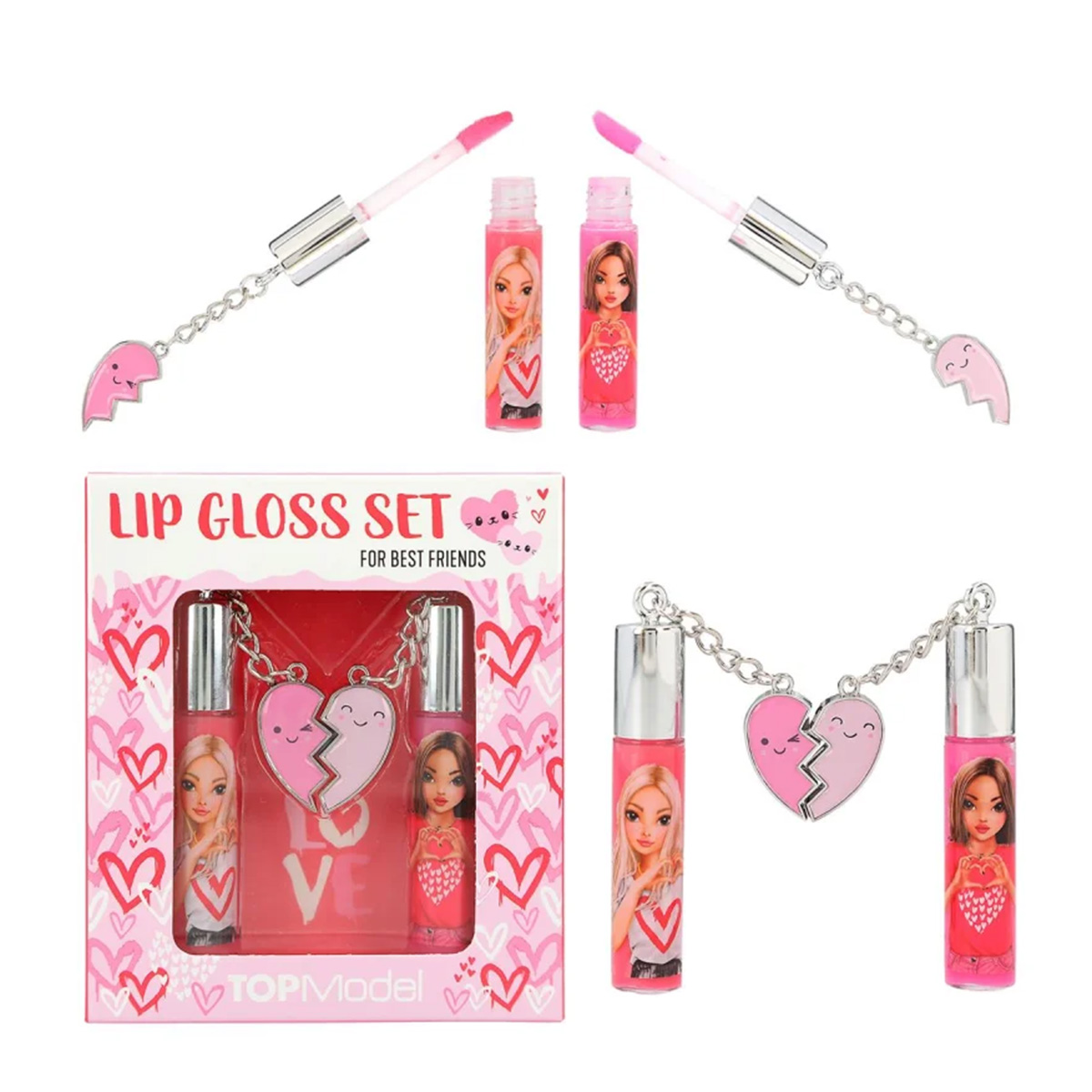TOPModel Lipgloss Set BFF ONE LOVE rosa, Apfel- und Blaubeerduft, Depesche