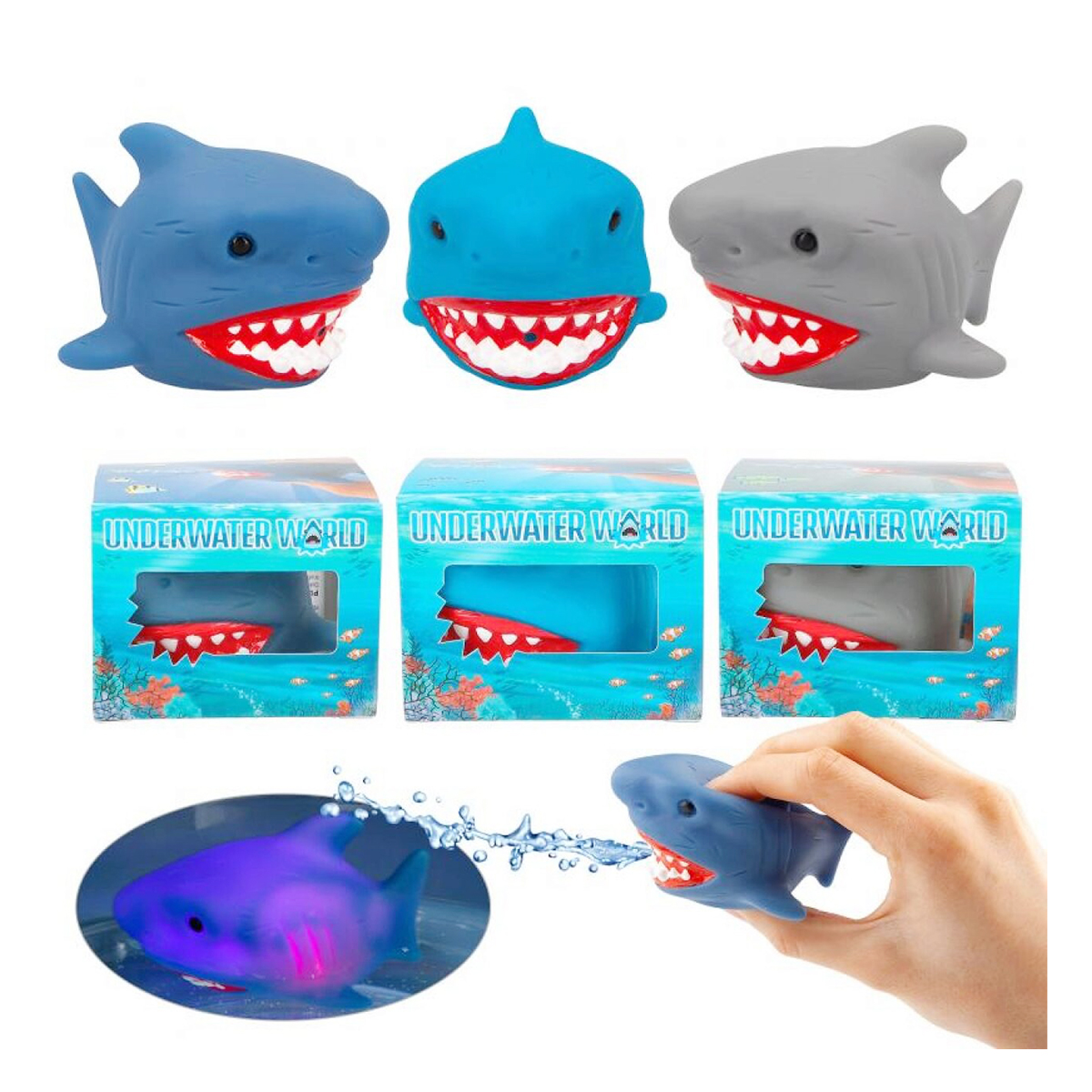 Dino World Bade Hai Underwater, Hai in blau oder grau - mit Licht und Spritzfunktion, Depesche