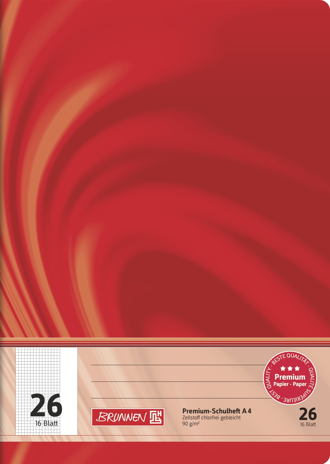 Schulheft Premium Vivendi A4 Lineatur 26 | 16 Blatt, rot
