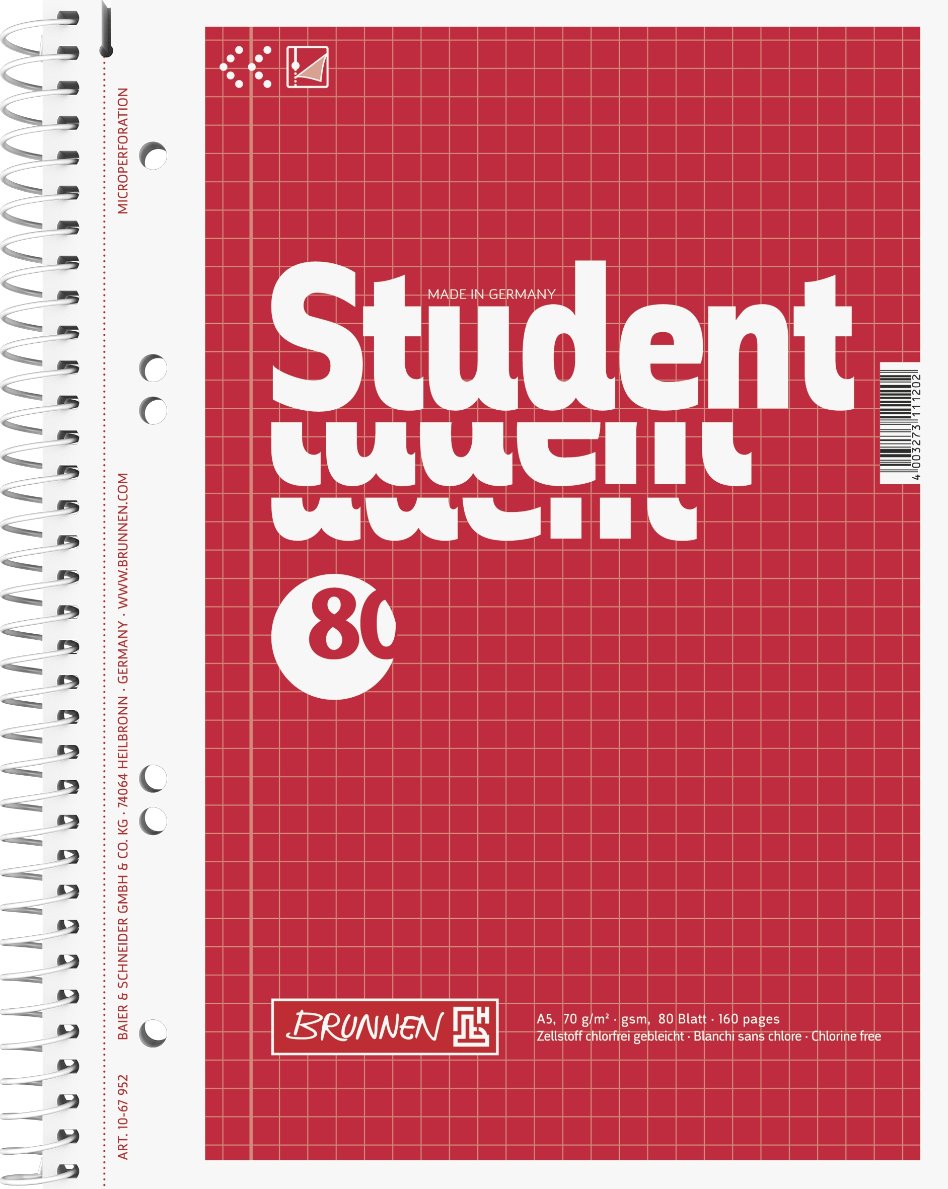 Collegeblock A5 kar 80Bl BRUNNEN