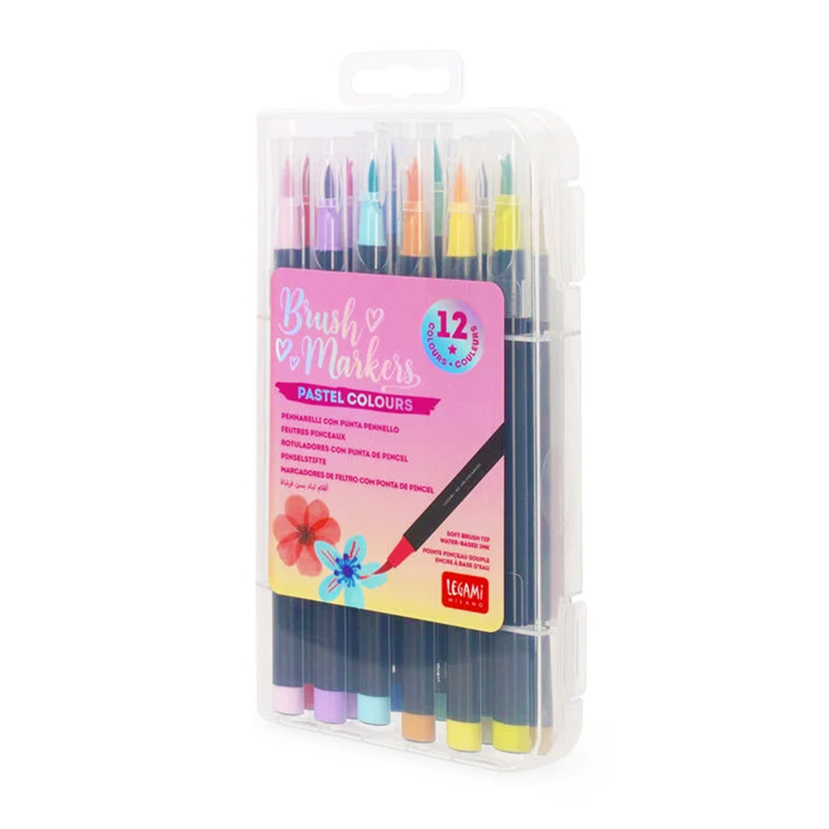 Legami Brush Markers pastell, Set mit 12 Pinselstiften in der Version Pastello
