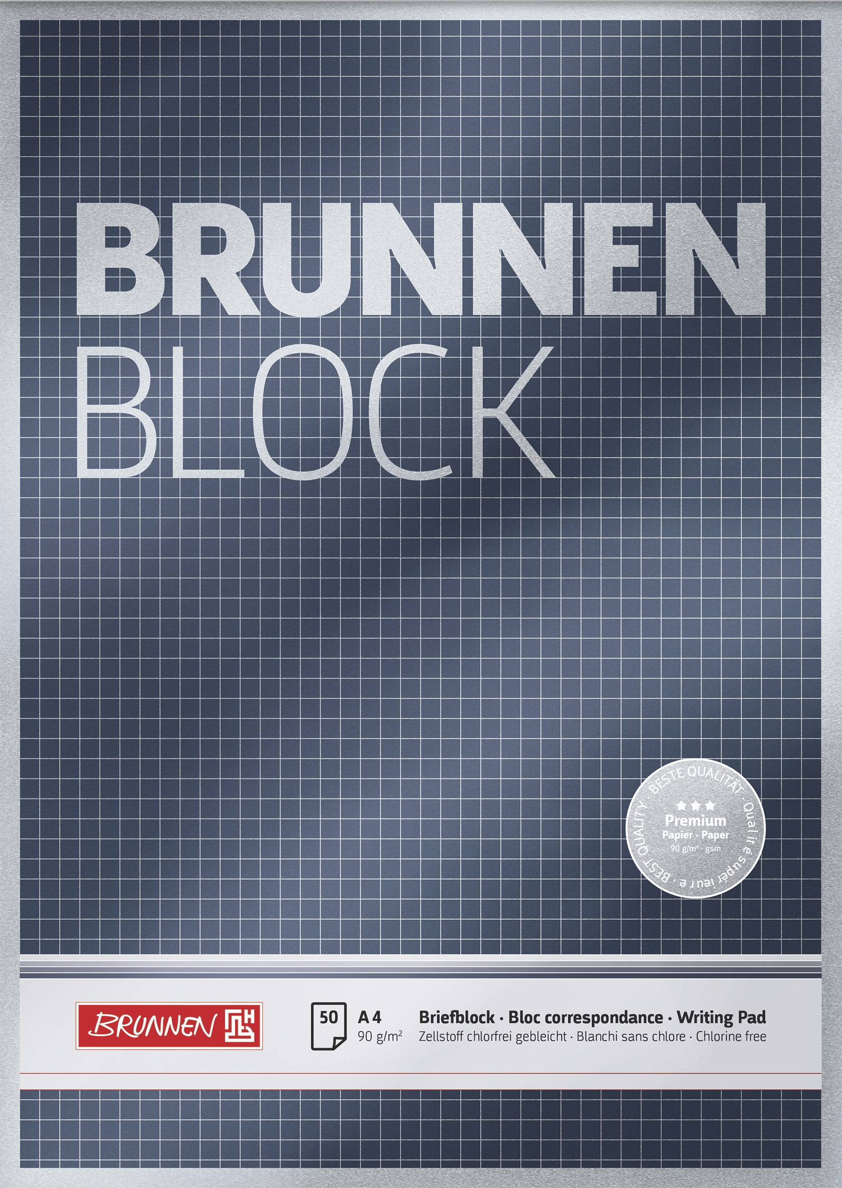 Briefblock  A4 90g BRUNNEN kariert  Premium BRUNNEN