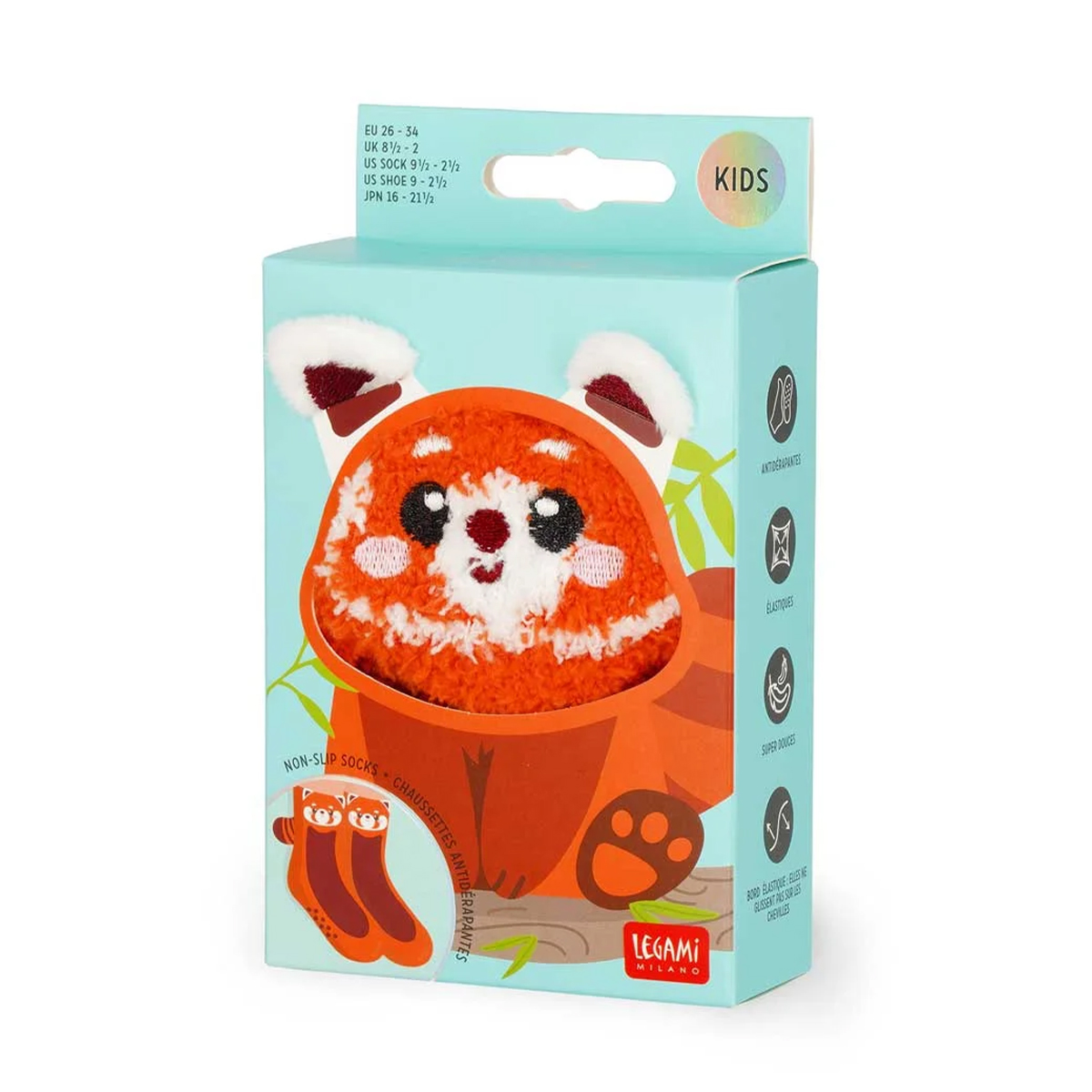 Legami Anti-Rutsch-Socken roter Panda, kuschelige Socken für Erwachsene Red Panda It’s a Match!