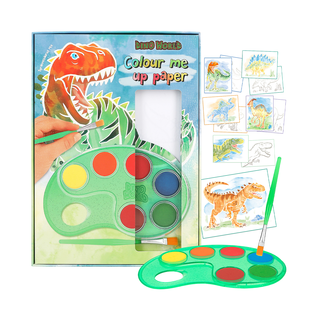 Dino World Colour Me Up Paper, Malbuch mit Dinosaurier-Motiven und einer Farbpalette, Depesche