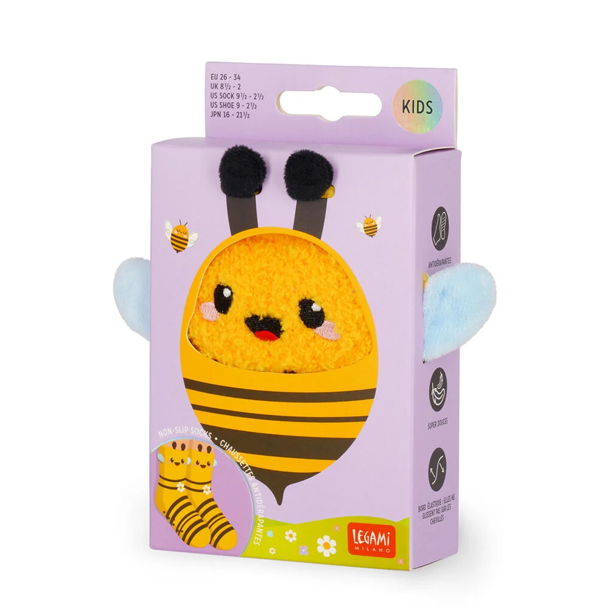 Legami Anti-Rutsch-Socken Biene, kuschelige Socken für Erwachsene Bee It’s a Match!