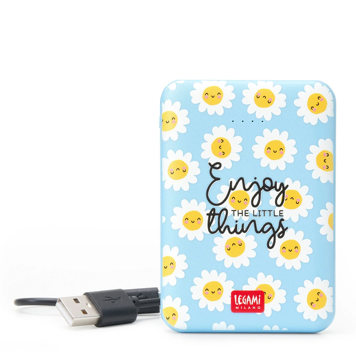 Legami Powerbank Blumen Daisy, Supercharge Daisy Ladegerät mit Ladekabel