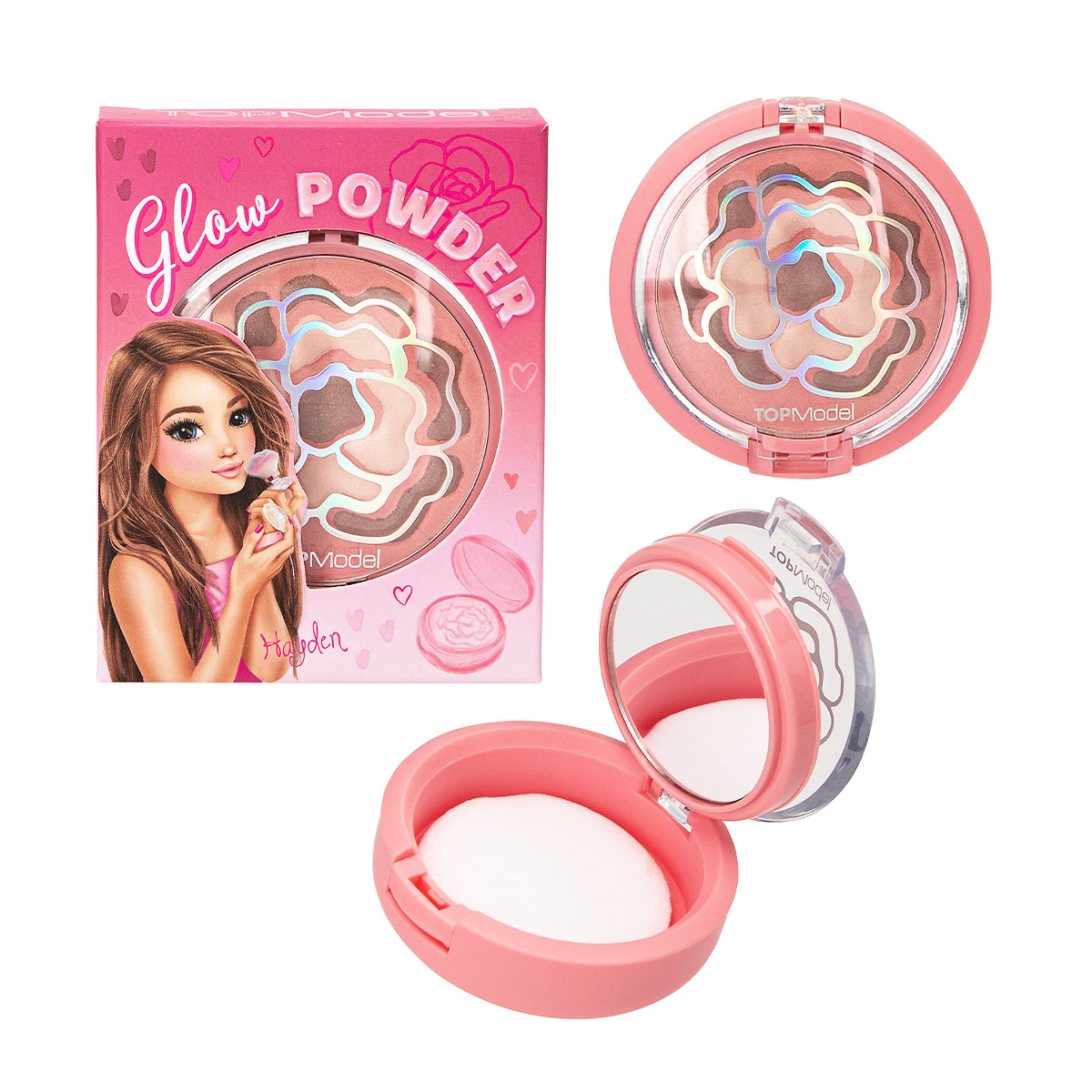 TOPModel Glow Powder BEAUTY and ME, Gesichtspuder mit Schwämmchen und Spiegel, Depesche
