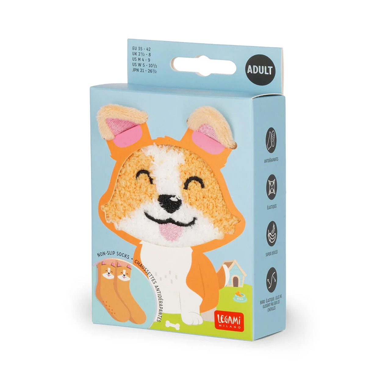 Legami Anti-Rutsch-Socken Corgi, kuschelige Socken für Erwachsene Corgi It’s a Match!
