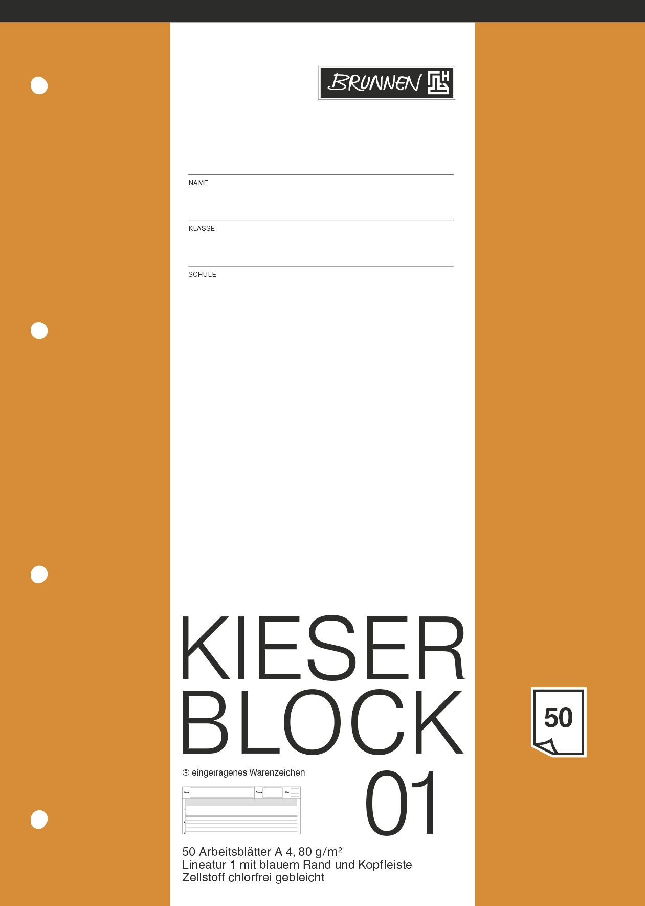 Kieserblock  Lin1  A4  50Bl   BRUNNEN