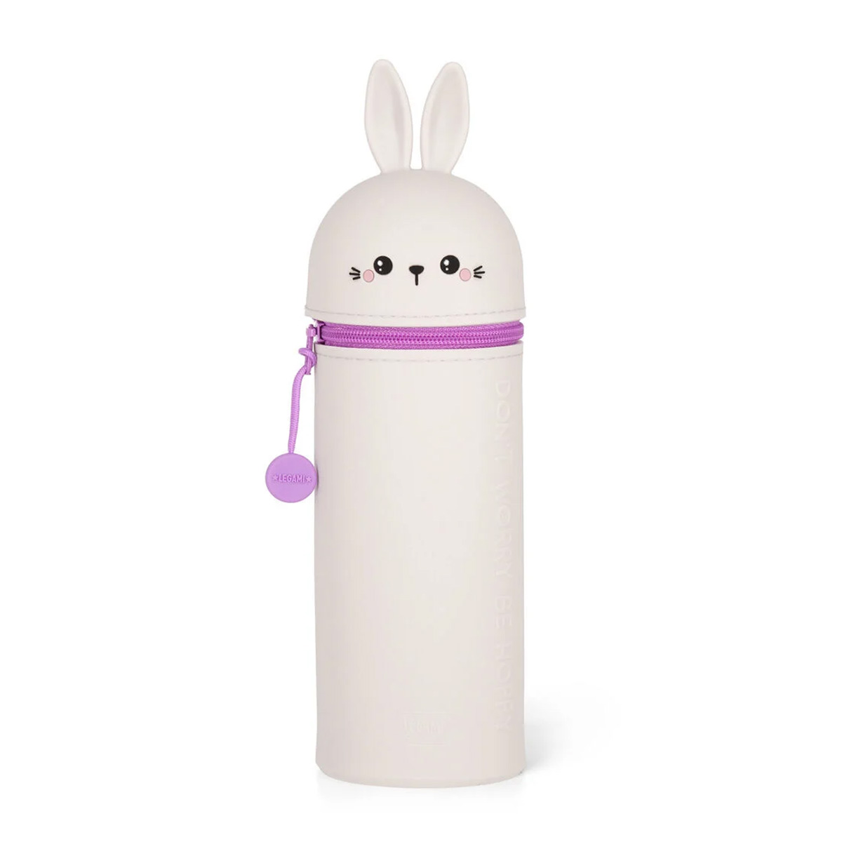 Legami Kawaii Hase Bunny, 2-in-1-Federmäppchen aus weichem Silikon mit Hase Bunny Don’t Worry Be Hop