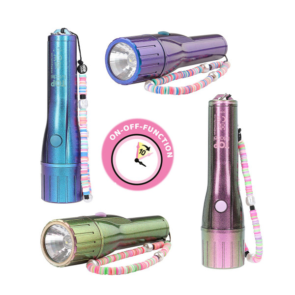 TOPModel Taschenlampe mit Timer blau oder grün-rosa, Depesche