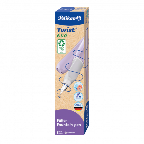 Füllhalter (Patronenfüllsystem) Pelikan Twist® eco Füller für Rechts- und Linkshänder, lavender, Fed