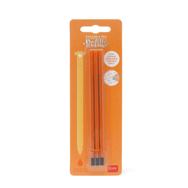 Legami Ersatzmine für den Löschbaren Gelstift, Set/3 Stifte mit oranger thermoempfindlicher Tinte