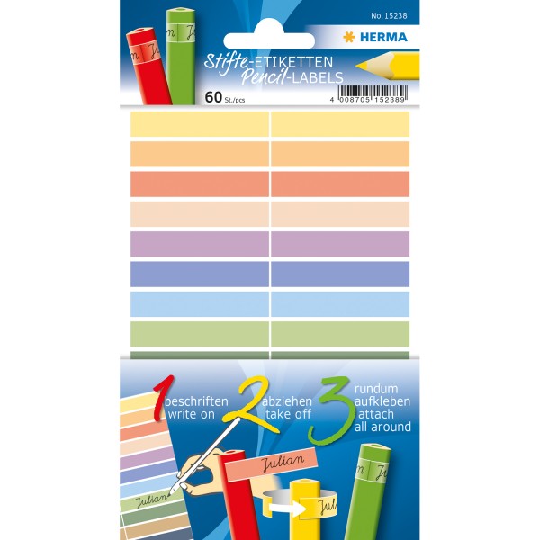 Stifte-Etiketten - Namensaufkleber für Buntstifte, 10 x 46 mm, selbstklebend HERMA