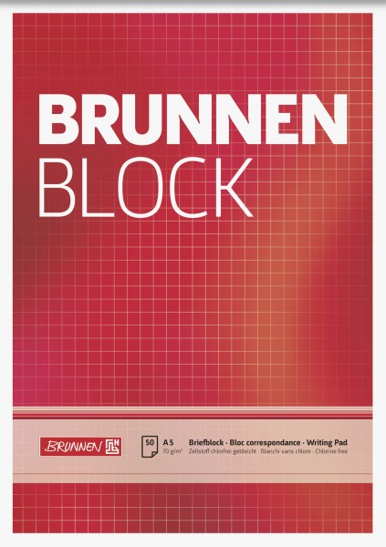 Briefblock A5 70g kariert BRUNNEN