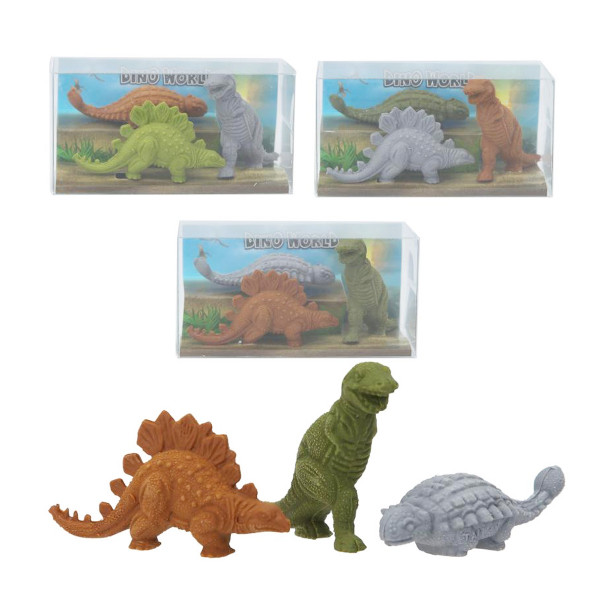 Dino World Dino-Radierer Set, T-Rex oder 3 Dinosaurier-Freunde, Depesche