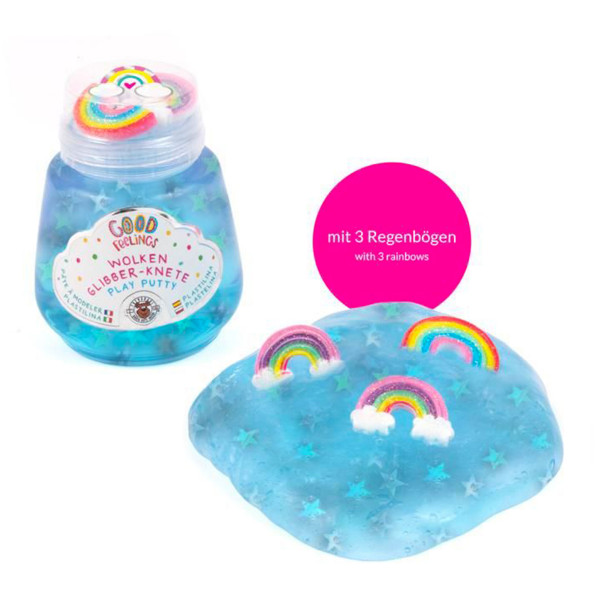 Glibber Knete mit Regenbogen, GOOD FEELINGS Wolken-Glibber-Knete Sets, 115g, Trendhaus