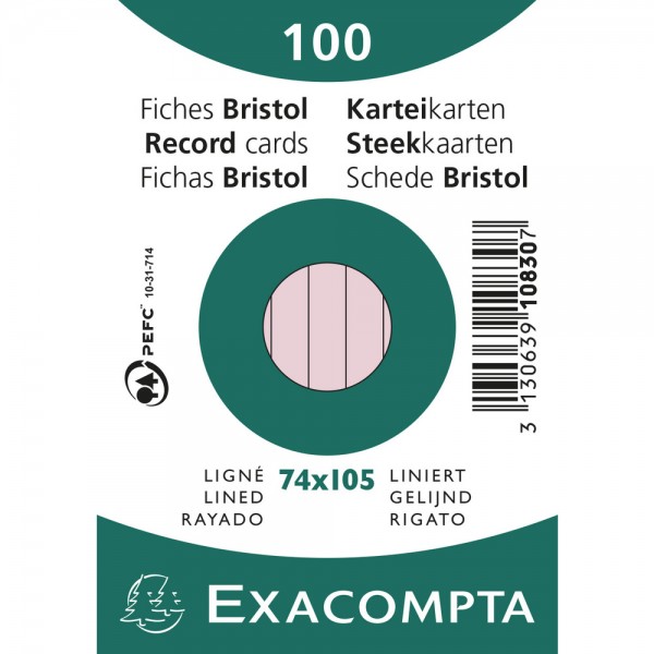 Karteikarten A7 lin 100St/Pkg rosa Exacompta