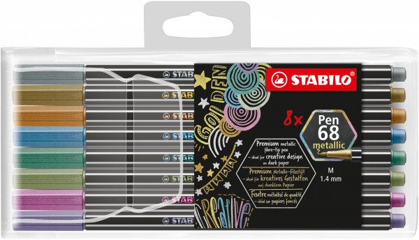 Fasermaler Pen 68 metallic Etui 8 Stück