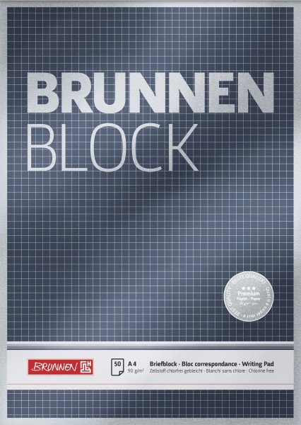 Briefblock A4 90g BRUNNEN kariert Premium BRUNNEN